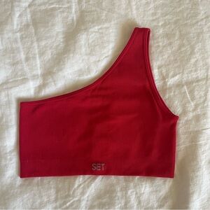 Set Active One Shoulder Top in red